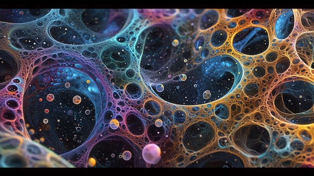 Foto un modello astratto che imita la colorata danza caotica dei batteri sotto un microscopio