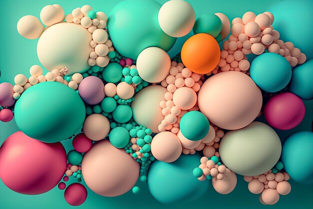 Abstract pattern of Various Color and size soft spheres Generative AI