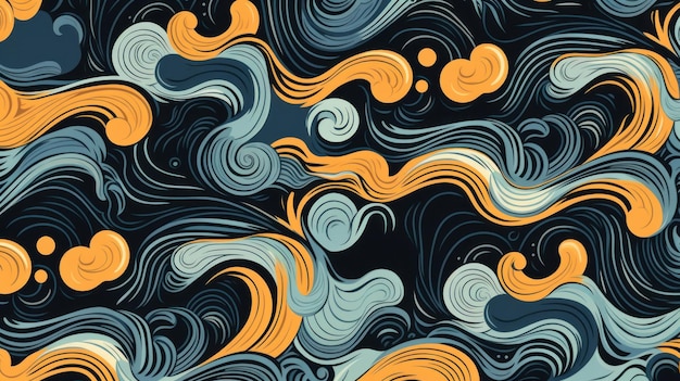 Abstract pattern with waves and curves AI generated