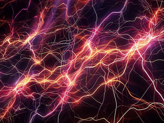 abstract patterns of electricity with glowing lines intersecting and flowing across a dark backdrop