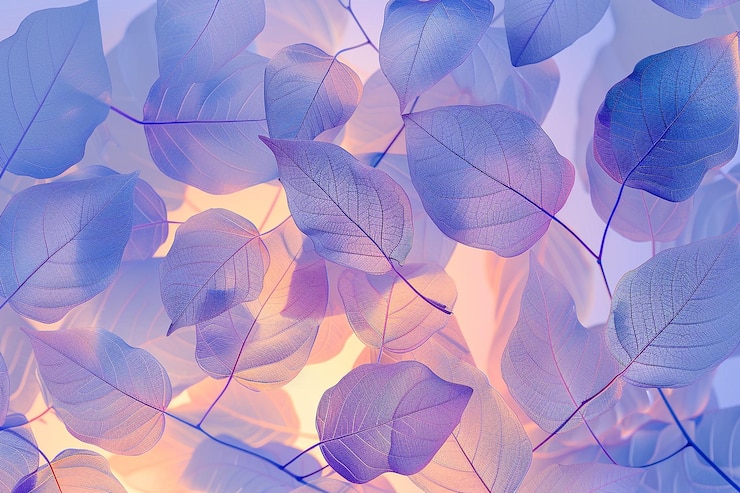 Photo abstract patterns of light and color through translucent leaves