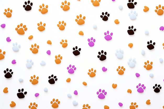 abstract paw prints backgrounds vector in the style of light turquoise and orange light purple