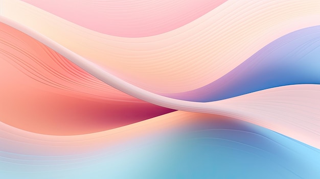 Abstract pc desktop background with soft waves and lines in pastel colors