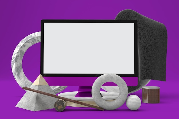 Abstract PC Front Side In Purple Background