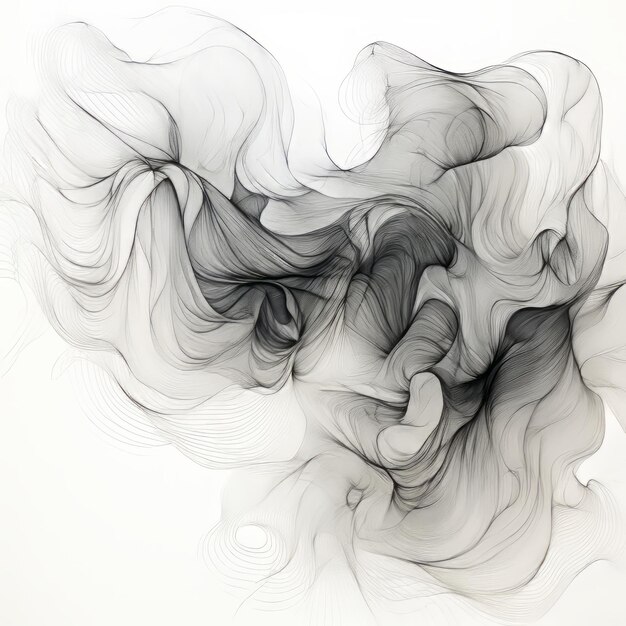 Абстрактное перформансное искусство Черно-белый дым с футуристическими хроматическими волнами