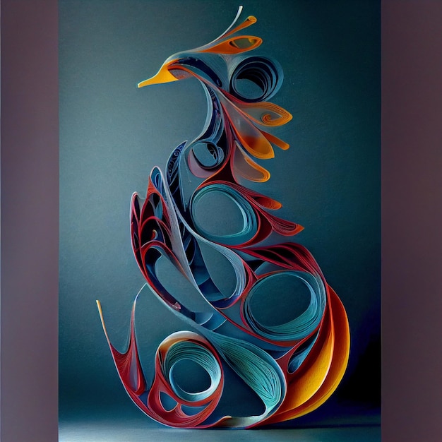 Abstract Phoenix paper craft paper art generative ai