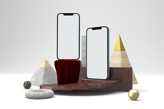 Abstract Phones Right Side In White Background