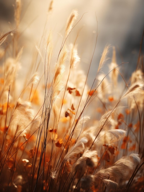 Abstract photo of flowers and grass in impressionist style