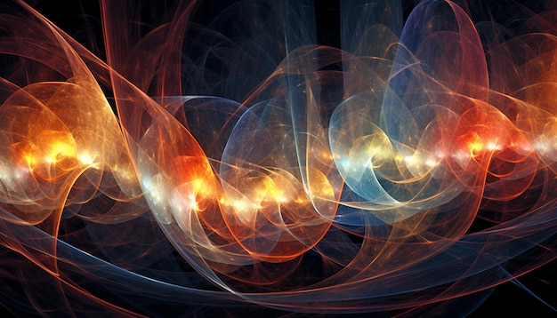 Abstract photograph of a group of orange and blue swirls generative ai