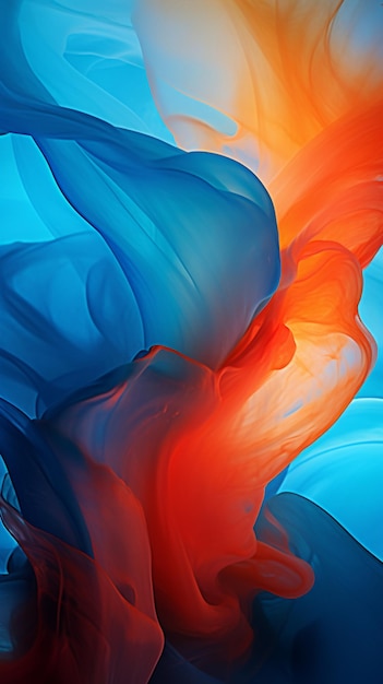 사진 파란색과 주황색 액체 소용돌이 생성 ai의 추상 사진