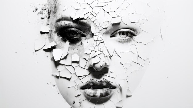 Photo abstract photography cracked face fragmented advertising style