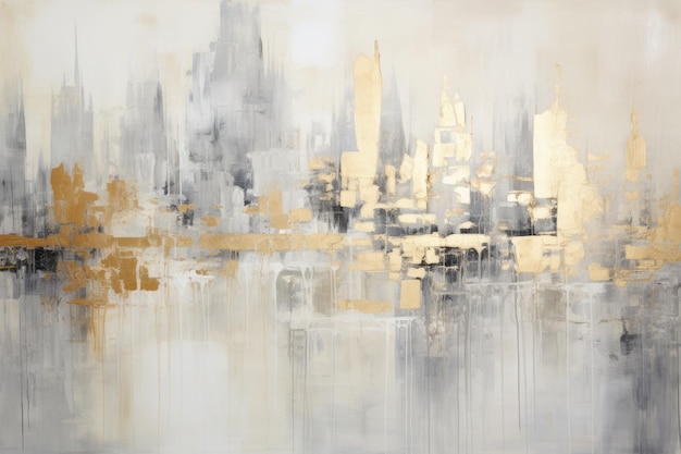 An abstract picture of gold grey and white color painted on background aigx