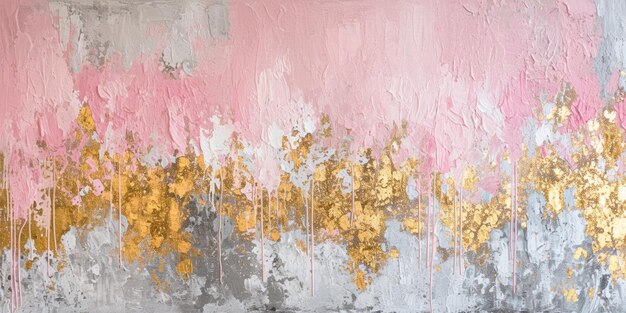 An abstract picture of gold pink bright color painted on a background aigx