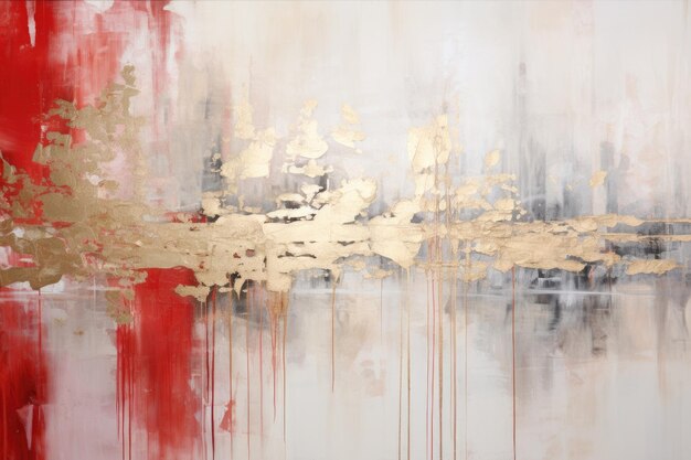 An abstract picture of gold red and grey color painted on background aigx