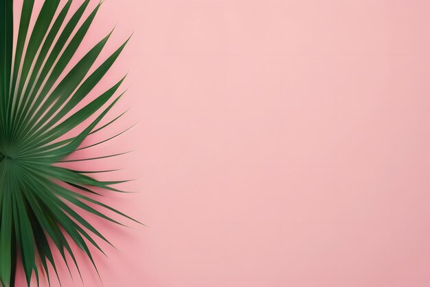 Photo abstract pink background with shadow of palm leaf soft focus