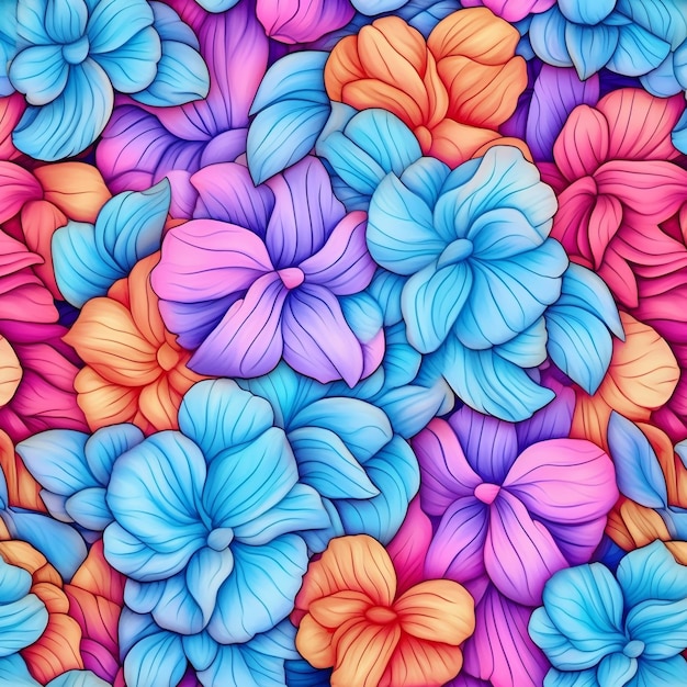 Abstract pink and blue flower pattern background