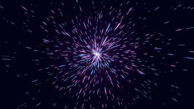 Abstract pink and blue geometric diamond shape star explosion