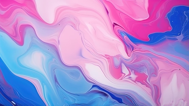 액체 유동 그런지 텍스처와 함께 추상적인 분홍색과 파란색 페인트 배경