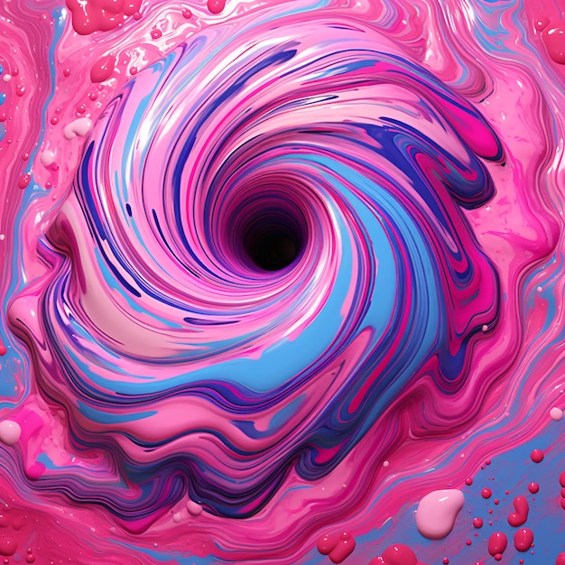 Photo abstract pink and blue swirls with hole in center