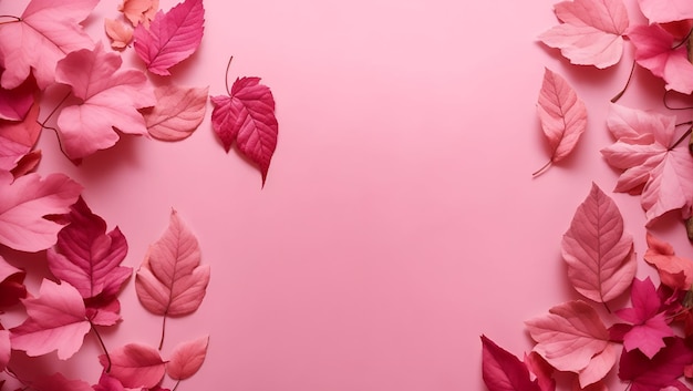 Abstract pink color background with pink color leaves design wallpaper
