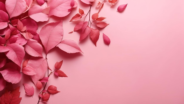 핑크 색상 잎 디자인 벽지와 추상 핑크 색상 배경