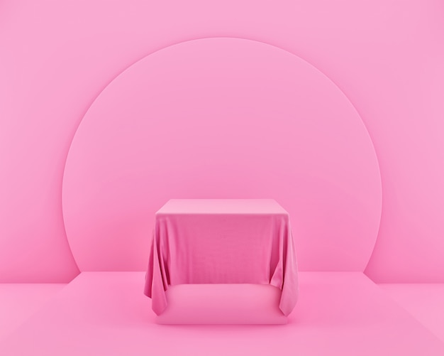 Photo abstract pink color fabric mockup minimalist for podium display