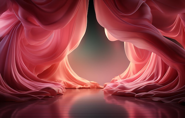 Abstract pink curved dance lighting background