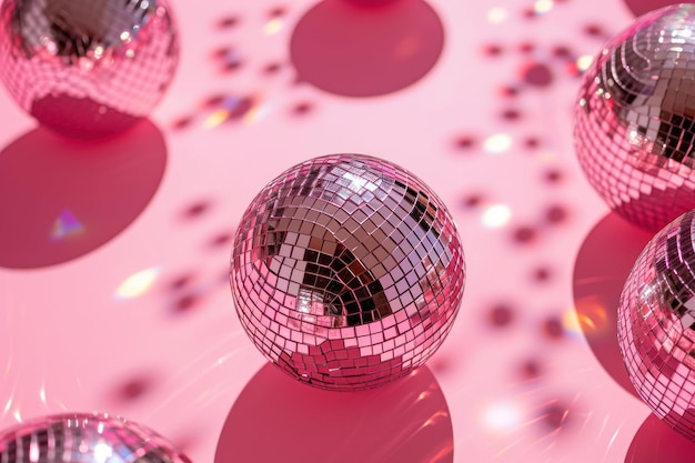 Abstract pink disco ball pattern over background