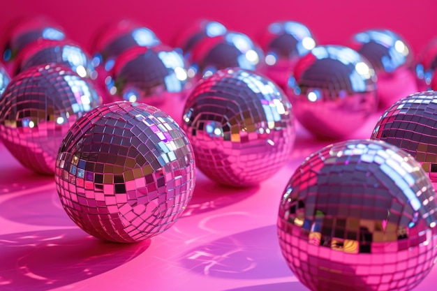 Abstract pink disco ball pattern over background