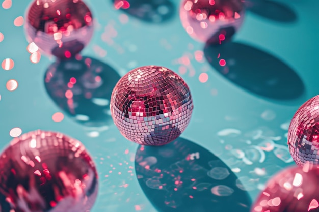 Abstract pink disco ball pattern over background