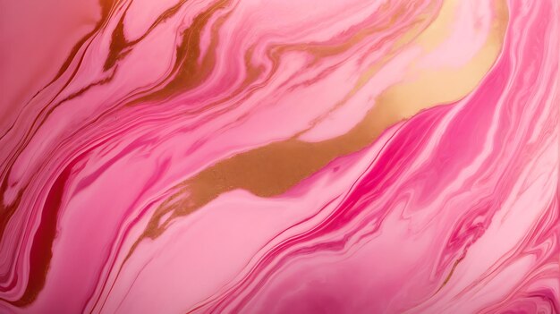 Abstract pink and golden liquid marble