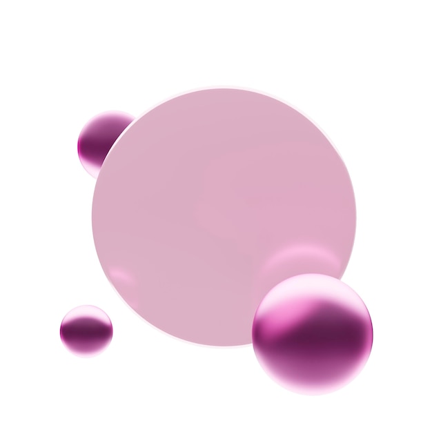 Абстрактные розовые металлические круглые формы 3d рендеринг фона Изолированный вырезанный объект