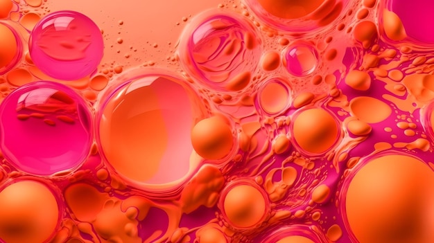추상 분홍색과 주황색 거품 배경 질감 디자인 생성 AI