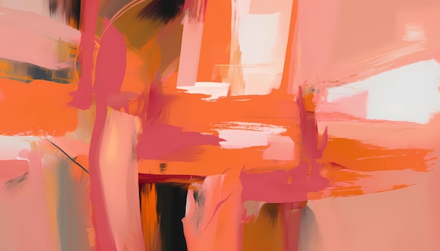 An abstract pink orange painting brushstrokes background