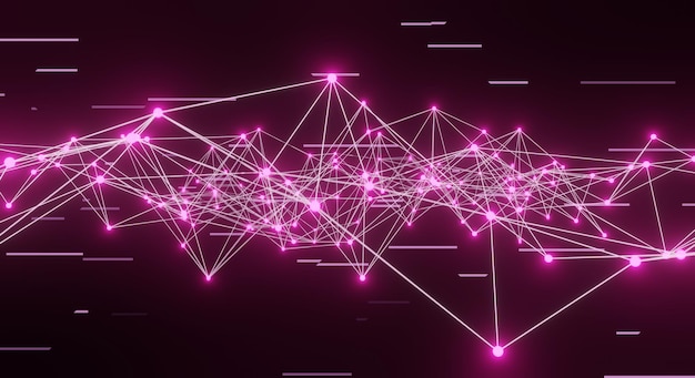 Abstract pink plexus background connection lines and dots for tech Science background Big data complex with compounds Lines plexus Big data visualization Network or connection 3d rendering