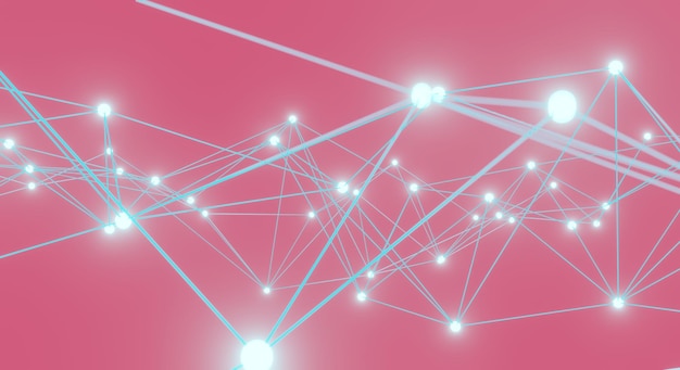 Abstract pink plexus background connection lines and dots for tech Science background Big data complex with compounds Lines plexus Big data visualization Network or connection 3d rendering