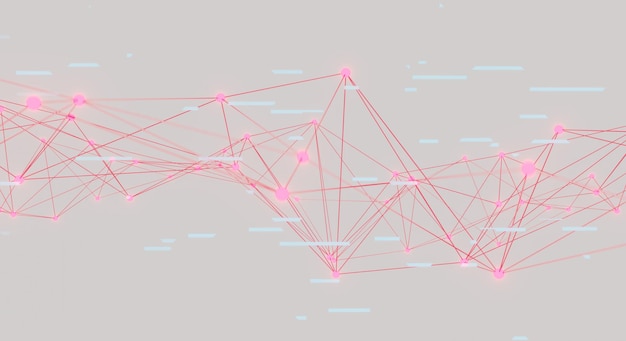 기술 과학 배경에 대한 추상 분홍색 신경총 배경 연결 선 및 점 화합물과 복잡한 빅 데이터 라인 신경총 빅 데이터 시각화 네트워크 또는 connection3d 렌더링