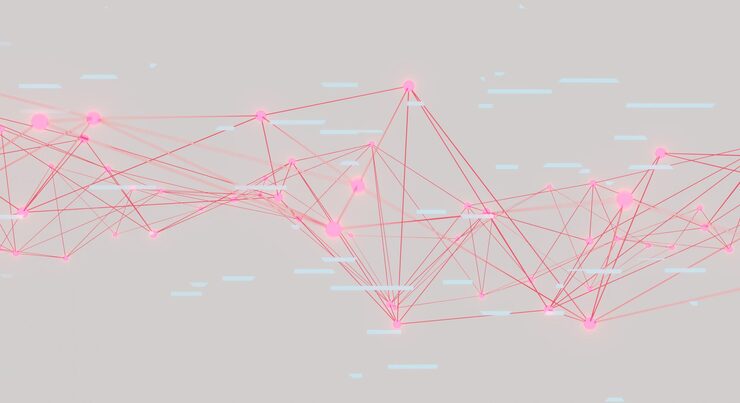 Photo abstract pink plexus background connection lines and dots for tech science background big data complex with compounds lines plexus big data visualization network or connection3d rendering