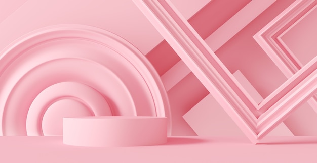 Abstract pink podium with frames