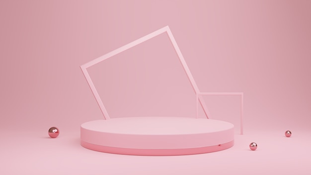 Abstract pink podium with square archs