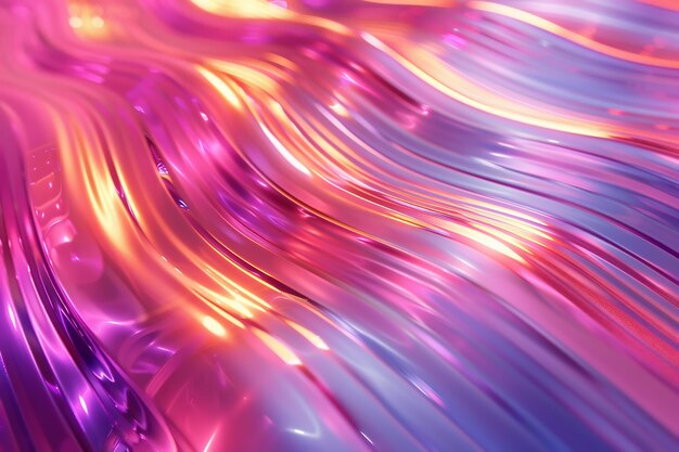 Abstract pink and purple glass waves closeup generative ai