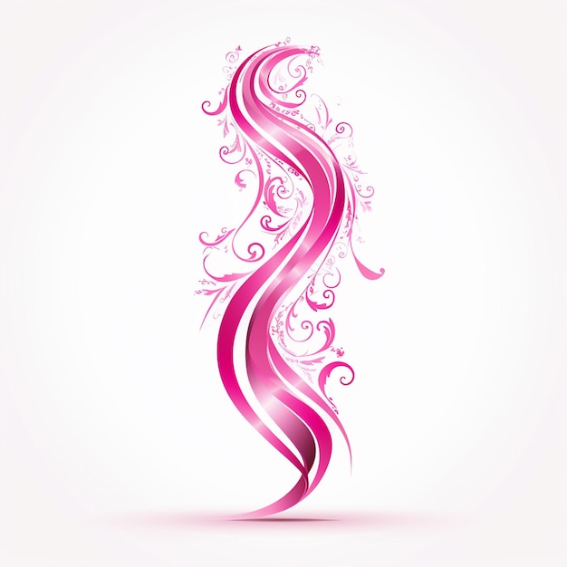 Abstract pink ribbon on minimalist white background