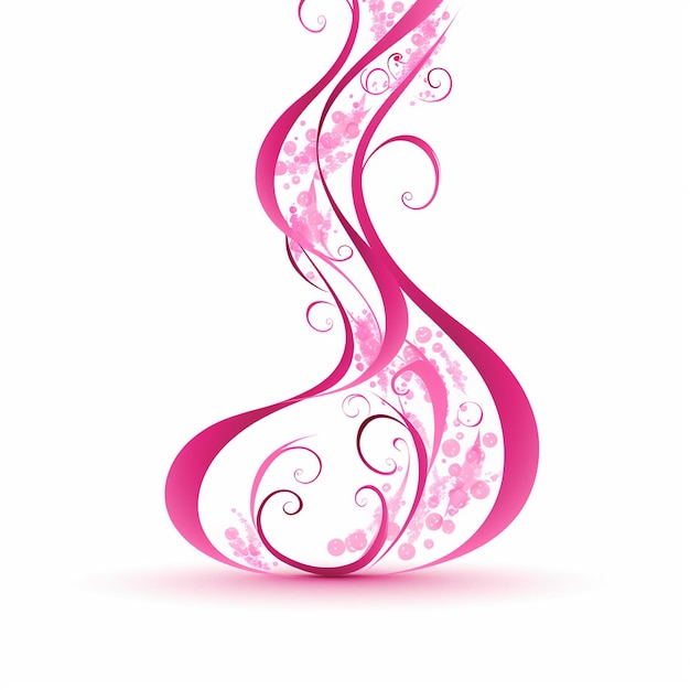 Abstract Pink Ribbon on Plain White Background