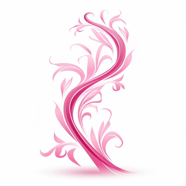 Abstract Pink Ribbon on White for Minimalist Design