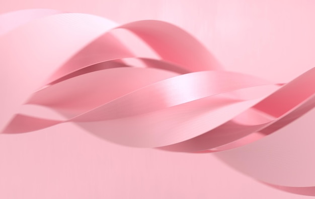 Abstract pink and rose gold twisted geometric shapes waves Modern background 3d rendering