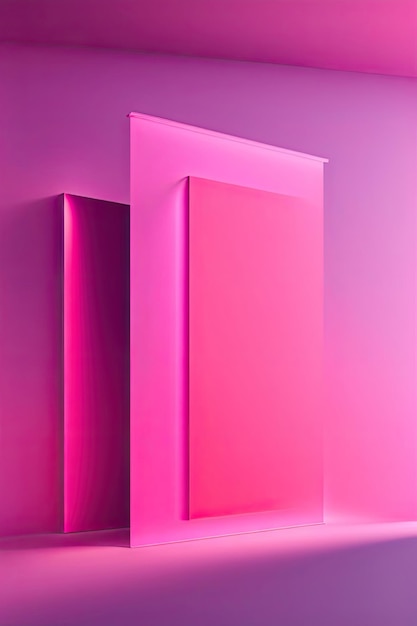 제품 프리젠테이션을 위한 추상 분홍색 스튜디오 배경 창 그림자가 있는 빈 회색 방