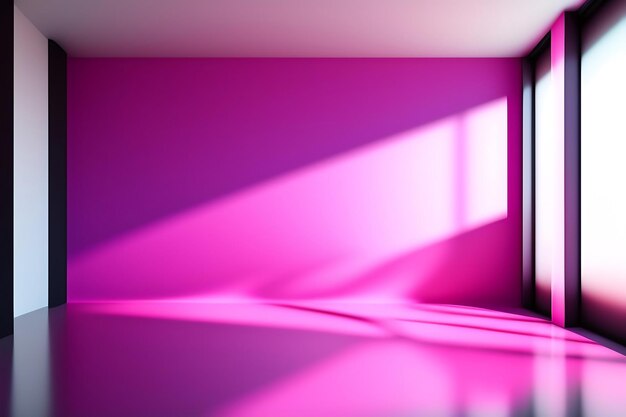 Abstract pink studio background for product presentation empty room with shadows of leaves