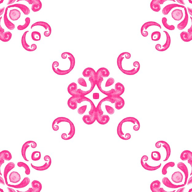 Abstract rosa e bianco mano piastrelle disegnate seamless ornamentali pittura ad acquerello pattern