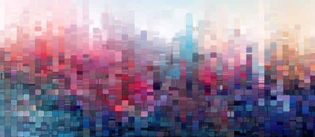 Photo abstract pixelated cityscape in vivid colors