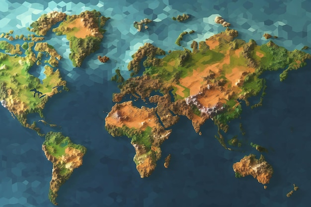 抽象的なピクセル化された地球地図の背景